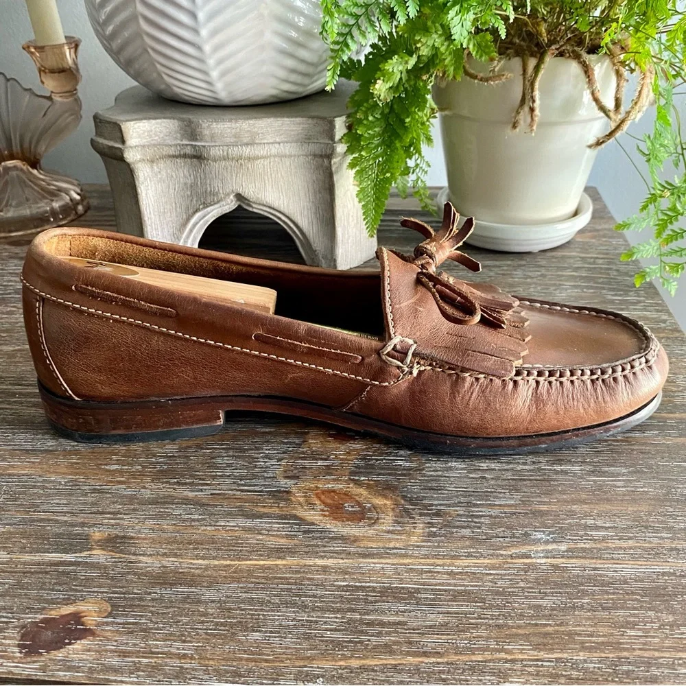 Cole Haan Mens Leather Tassel‎ Loafers Casual Slip On Brown Tan 12 D Tan Brown